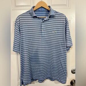 Fairway & Greene Blue and Gray Striped Polo
